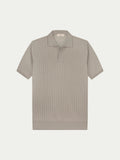 Shortsleeve Buttonless Ribbed Polo Greige