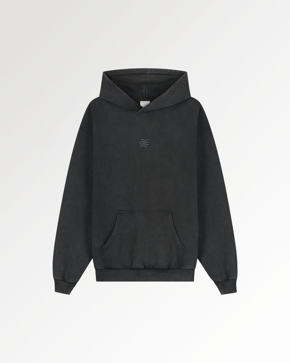 Hoodie Boxy Embroidered Vintage Black