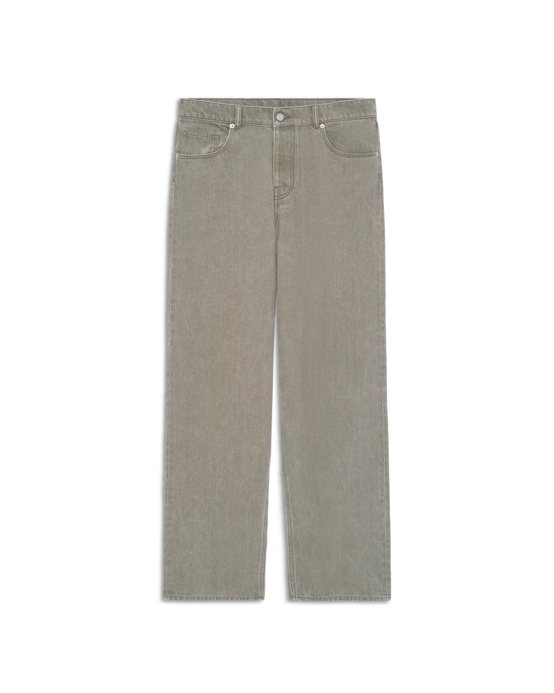 Washed Khaki Straight Jeans
