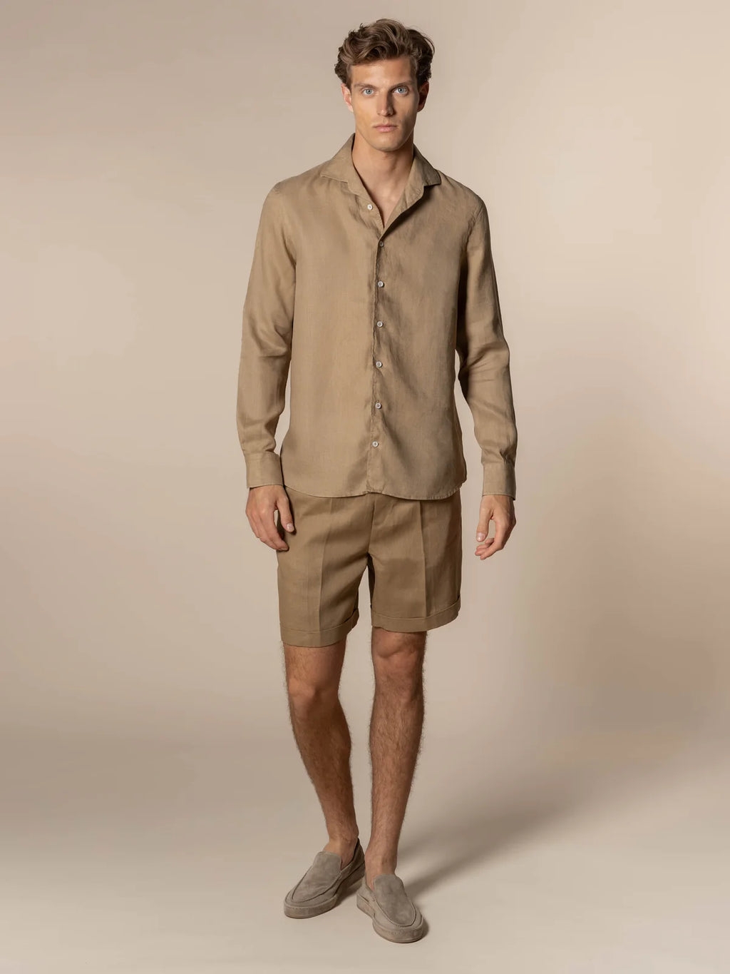 Dark Taupe Linen Seaside Shorts