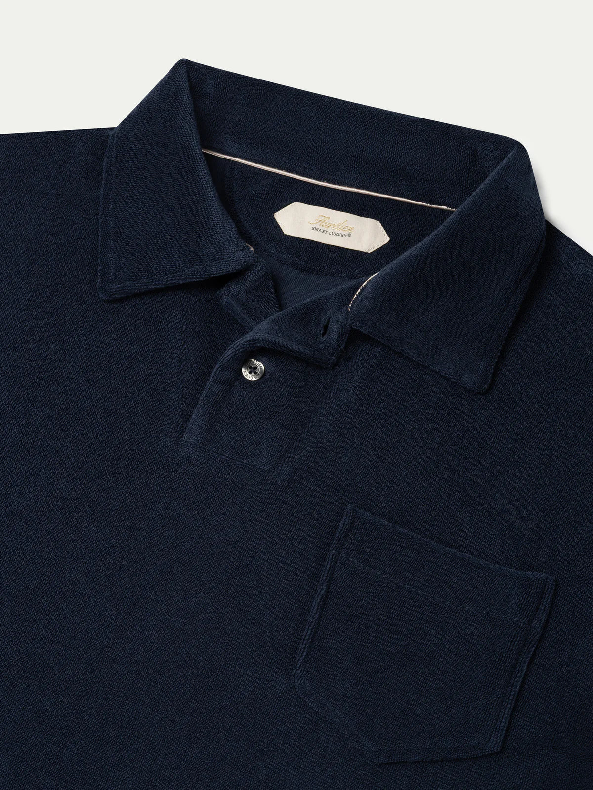 Navy Terry Towelling Polo Shirt